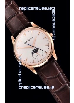 Jaeger LeCoultre Master Ultra Thin Moon Pink Gold 1:1 Mirror Replica Watch 