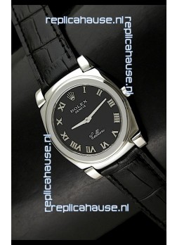 Rolex Cellini Japanese Replica Steel Watch in Black Dial