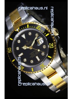 Rolex Submariner Swiss Watch in Black Dial Diamonds Hour Markers