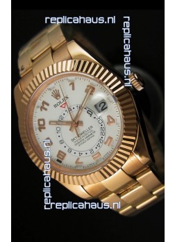 Rolex Sky-Dweller 18K Rose Gold Watch in White Dial Arabic Numerals