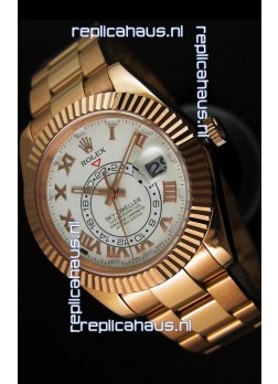 Rolex Sky-Dweller 18K Rose Gold Watch in White Dial Roman Numerals