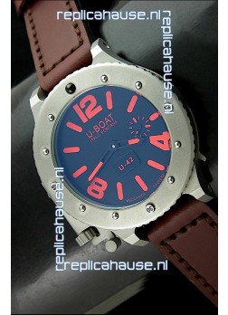 U Boat U-42 Diver Titanium Swiss Watch in Red Markers