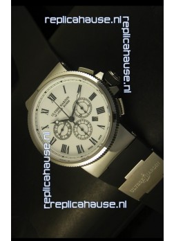 Ulysse Nardin Marine Chronograph Stainless Steel White Roman Dial - 1:1 Mirror Replica