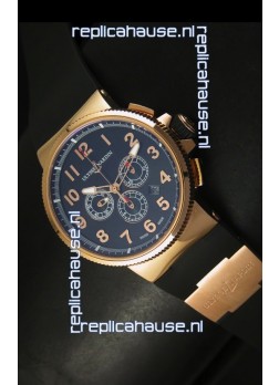 Ulysse Nardin Marine Chronograph Rose Gold Black Arabic Black Dial - 1:1 Mirror Replica