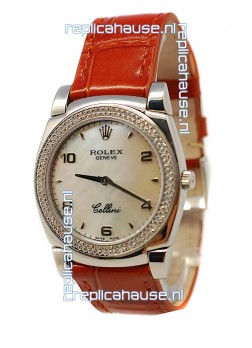 Rolex Cellini Cestello Ladies Swiss Watch Pearl in Diamonds Bezel