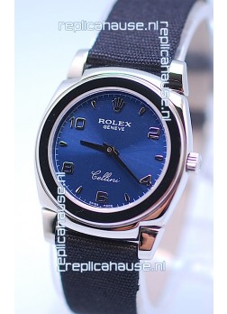 Rolex Cellini Cestello Ladies Swiss Watch in Blue Silver Face