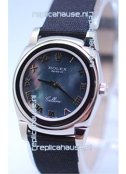 Rolex Cellini Cestello Ladies Swiss Watch in Black Pearl Face