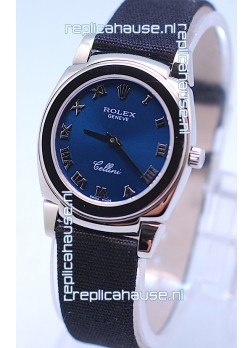 Rolex Cellini Cestello Ladies Swiss Watch in Blue Silver Face