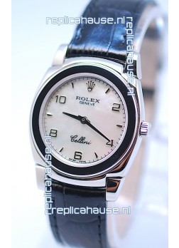 Rolex Cellini Cestello Ladies Swiss Watch in White Pearl Face