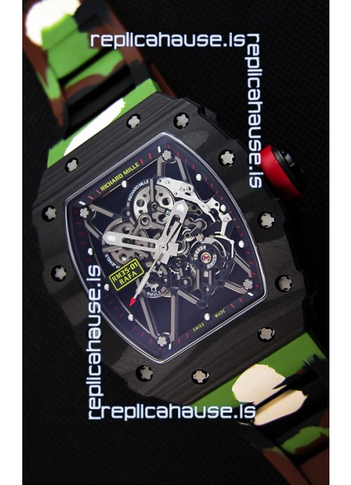 Richard Mille RM35 02 Rafael Nadal Forged Carbon Case with Camouflage Rubber Strap for just 729